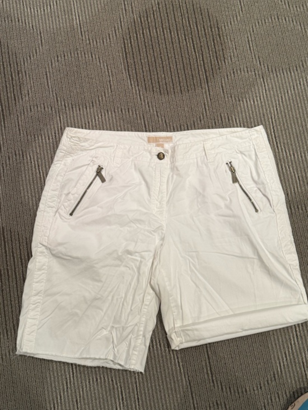 Michael Kors White Shorts with Branded Button